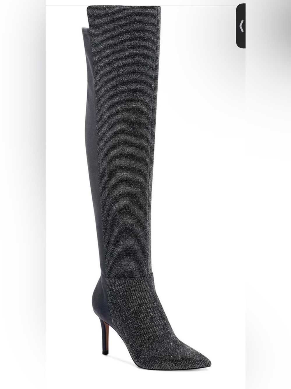 Jessica Simpson Amriena Metallic Gliter Grey Over-the-Knee Stiletto boots - Picture 4 of 9